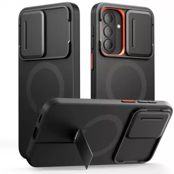 TECH-PROTECT Kevlar Aura MagSafe hoes voor Samsung Galaxy A57, zwart/oranje