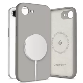 Tech-Protect Silicone MagSafe-hoes voor Apple iPhone 16E / 17E, steengrijs