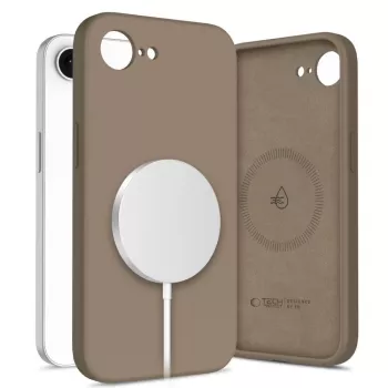 Tech-Protect Silicone MagSafe-hoes voor Apple iPhone 16E / 17E - chocoladebruin