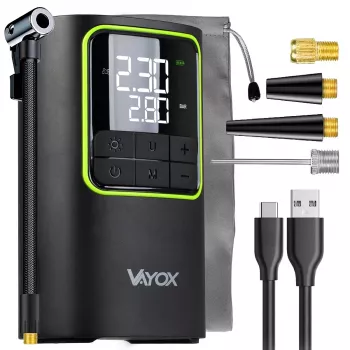 VAYOX VA0409 oplaadbare luchtpomp 4000mAh cilinder 19mm digitale bandenpomp