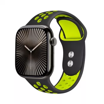 Crong Duo Sport band voor Apple Watch 38/40/41/42 mm (zwart/limoengroen)