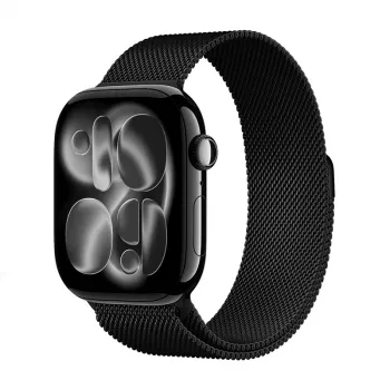 Crong Milano Steel RVS Milanese Loop band voor Apple Watch 38/40/41/42 mm (zwart)