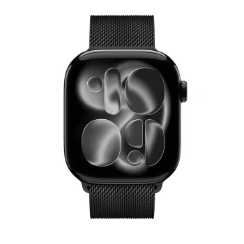 Crong Milano Steel RVS Milanese Loop band voor Apple Watch 38/40/41/42 mm (zwart)