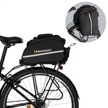 Wozinsky grote fietstas voor bagagedrager 35L met regenhoes zwart (WBB19BK)