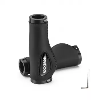 ROCKBROS microvezel leren fietsgrepen zwart 130mm dubbel lock-on ergonomisch MTB racefiets grepen