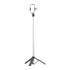 HURTEL selfiestick WC13YDS telescoopstatief 1,3 m met dubbele LED-verlichting en telefoonhouder - zwart