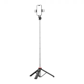 HURTEL selfiestick WC13YDS telescoopstatief 1,3 m met dubbele LED-verlichting en telefoonhouder - zwart
