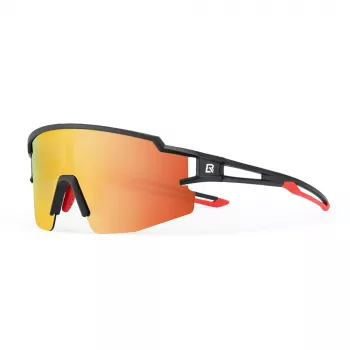 ROCKBROS kinderfietsbril, gepolariseerd, UV400-bescherming, zwart montuur, grijze glazen