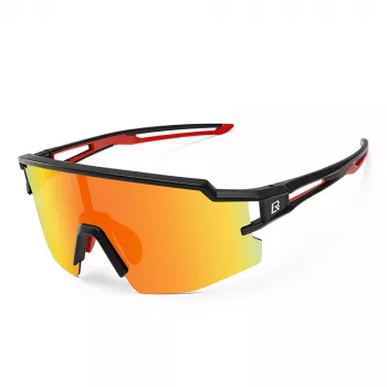 ROCKBROS kinderfietsbril, gepolariseerd, UV400-bescherming, zwart montuur, grijze glazen
