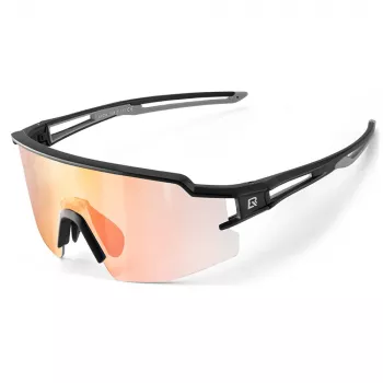 ROCKBROS fotochromatische fietsbril met UV-bescherming en RX-inzet - oranje glazen - zwart montuur