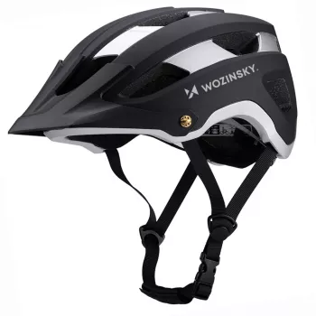 Wozinsky MTB-helm met afneembaar vizier, licht, 57-62 cm, zwart-zilver