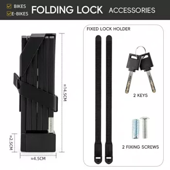 ROCKBROS vouwslot 32140003001 sleutelslot met houder opvouwbaar 88 cm zwart