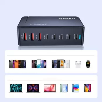 Wozinsky 240W GaN QC3 laadstation - zwart