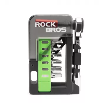 ROCKBROS Fietsreparatieset met mini-ratel en 14 bits - transparant groen
