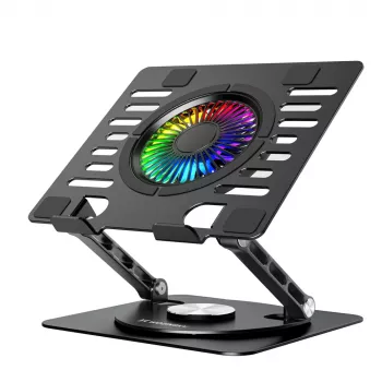 Wozinsky WDCX-X16-AS CoolBase RGB laptop & tablet koelstandaard met 360°-rotatie - zwart