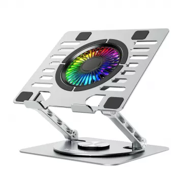 Wozinsky WDCX-X16-AS CoolBase RGB laptop & tablet koelstandaard met 360°-rotatie - zilver
