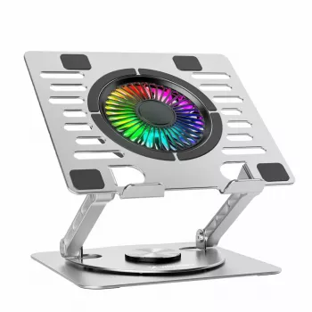 Wozinsky WDCX-X16-AS CoolBase RGB laptop & tablet koelstandaard met 360°-rotatie - zilver