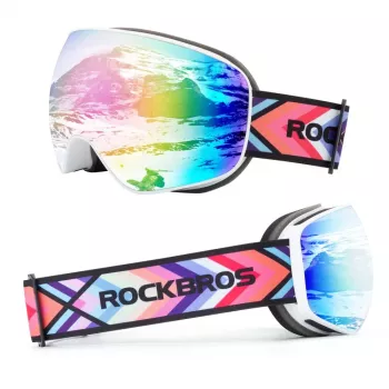 ROCKBROS SP284 kinderskibril - matwit frame, grijze PC-lens met roze kersenbloesemspiegel