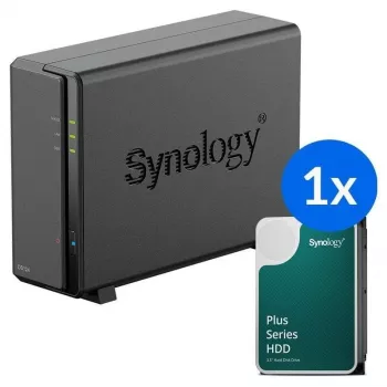 Synology DS124 + 1x HAT3310-12T (12TB) 1-bay NAS desktop
