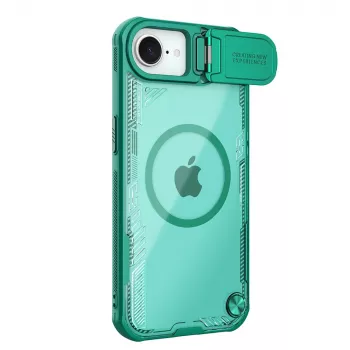 Nillkin Iceblade Prop Magnetic hoesje met camera-afdekking en standaard voor iPhone 16e / 17e - groen