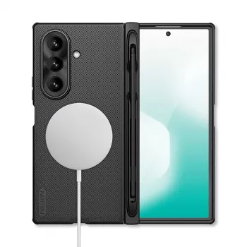 Nillkin Super Frosted Shield Fold Magnetic hoesje voor Samsung Galaxy Z Fold 7, MagSafe-compatibel, met S Pen-houder, zwart
