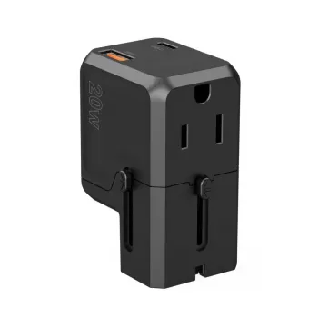 CHOETECH PD6038 38W GaN USB-C-oplader met USB-A, verwisselbare stekkers (EU/US/UK/AU) - zwart