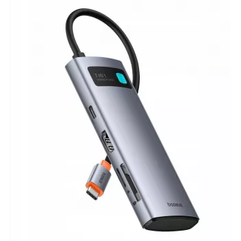 Baseus Metal Gleam 7-in-1 USB-C hub HDMI 4K 60Hz 3x USB 3.0 USB-C PD SD microSD grijs