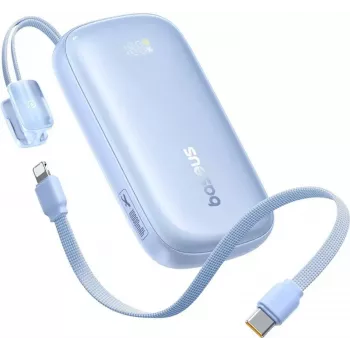 Baseus EnerFill FC21 Qpow 3 Ultra 10000mAh 45W powerbank met afneembare USB-C/Lightning-kabel - blauw