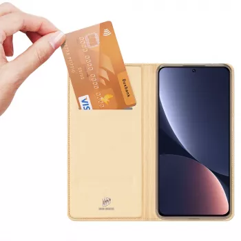 Dux Ducis Skin Pro fliphoes voor Xiaomi 13, portemonnee met kaartvak en standaard, goud