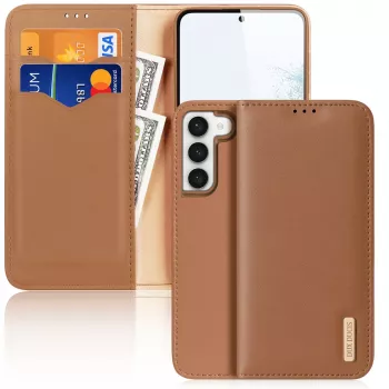 Dux Ducis Hivo portemonneehoes voor Samsung Galaxy S23+ met RFID-blokkering, kickstand, bruin