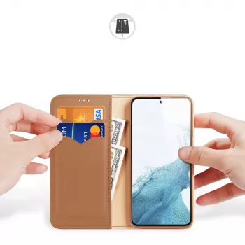 Dux Ducis Hivo portemonneehoes voor Samsung Galaxy S23+ met RFID-blokkering, kickstand, bruin