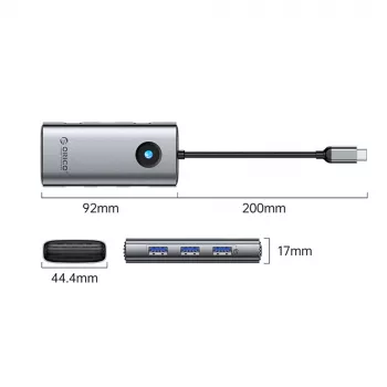 ORICO PW11 USB-C dockingstation 6-in-1, 3x USB-A 3.0, 1x USB-C 3.0, 1x USB-C PD 100W, 1x HDMI 4K 30Hz, grijs
