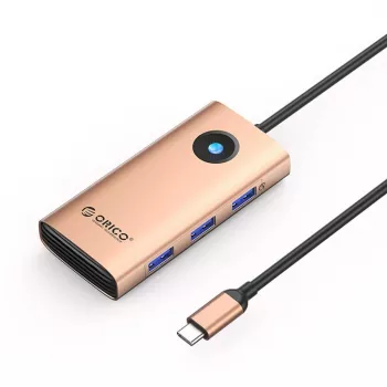 ORICO PW11 USB-C 6-in-1 hub dockingstation met 3x USB-A 3.0, 1x USB-C 3.0, 1x USB-C PD 100W, 1x HDMI 4K 30Hz - roségoud