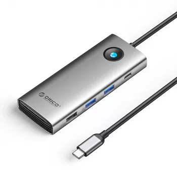 ORICO PW11 USB-C 8-in-1 dockingstation, 2x USB-A 3.0, 1x USB-A 2.0, 1x USB-C 3.0, 1x USB-C PD 100W, 1x HDMI 4K 60Hz, 1x VGA 1080P 60Hz, 1x RJ45 Gigabit Ethernet, grijs