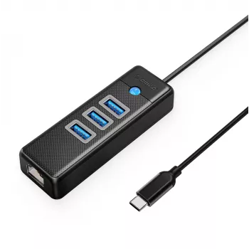 ORICO PW3UR25-C3 4-poorts USB-hub met 2.5G Ethernet-adapter - zwart