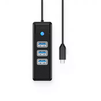 ORICO PW3UR25-C3 4-poorts USB-hub met 2.5G Ethernet-adapter - zwart