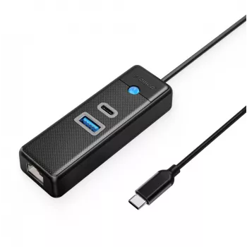 ORICO PW3UR25-C3 USB-C hub 3-poorts USB-A 3.0 USB-C 3.0 2.5G Ethernet 0.15m zwart