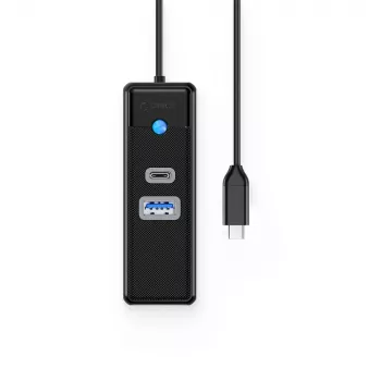 ORICO PW3UR25-C3 3-poorts USB-C hub met 2,5G Ethernet, 0,5m kabel, zwart