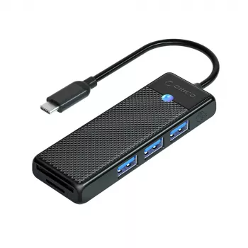 ORICO PAPW3AT-U3 4-poorts USB 3.0 hub met SD/microSD-kaartlezer, 1,8 m kabel, zwart