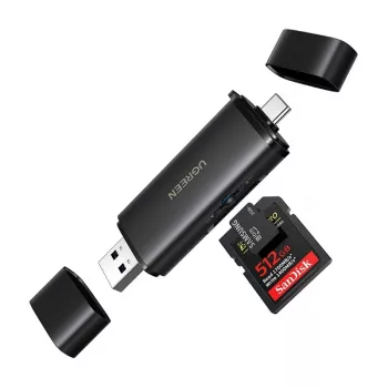 UGREEN 2-in-1 USB-C / USB-A SD 4.0 UHS-II kaartlezer zwart