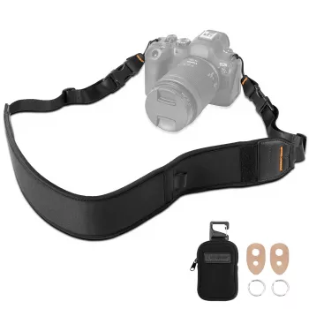 KF neopreen nek- & schouderriem voor DSLR- & systeemcamera's (Canon, Nikon, Sony) - zwart
