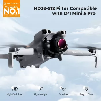 K&F variabele ND-filter ND32-ND512 voor DJI Mini 5 Pro drone, AGC-glas, KF02.0004