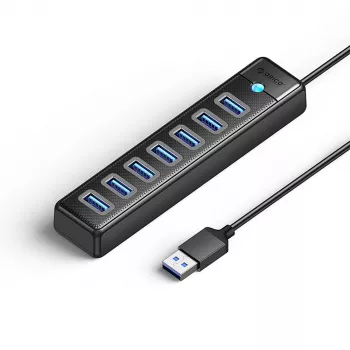 ORICO PW7U-U3 7-poorts USB 3.0-hub met USB-C-voeding, 1m kabel, zwart