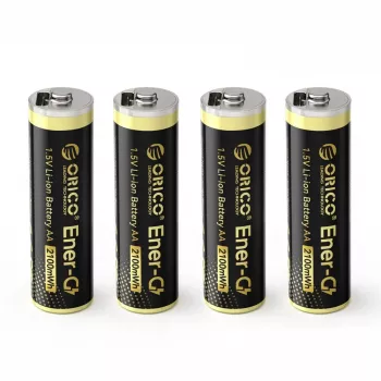 ORICO Ener-G EG5C 1,5 V 2100 mWh oplaadbare AA LiPo-accu met USB-C-oplaadkabel, 4-pack