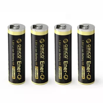 ORICO Ener-G EG5C 1,5 V 2100 mWh oplaadbare AA LiPo-accu met USB-C-oplaadkabel, 4-pack