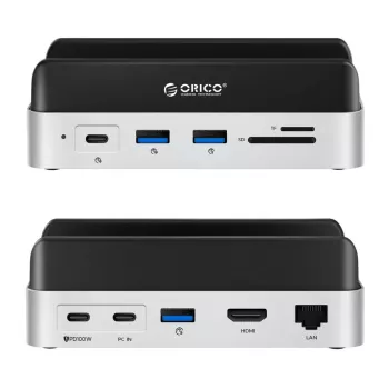 ORICO MiniDock 10-in-1 USB-C-dockingstation met M.2 NVMe/SATA SSD-behuizing - zilver