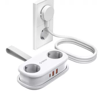ORICO AP3 20W GaN stekkerdoos 5-in-1 2x AC + 2x USB-A + 1x USB-C - wit