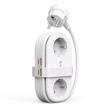 ORICO AP3 65W GaN 6-in-1 stekkerdoos met 2 AC-stopcontacten, 2 USB-A- en 2 USB-C-aansluitingen - wit