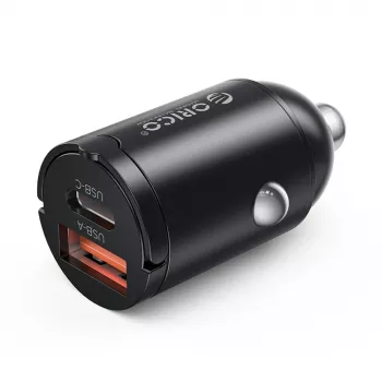 ORICO MiniRing 30W USB-A + USB-C autolader - zwart