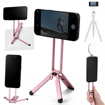 KF 3-in-1 magnetische telefoonhouder statief handgreep tafelstandaard voor iPhone MagSafe roze